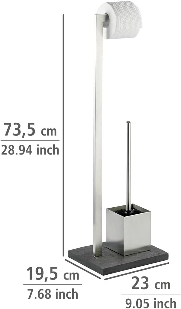 FREESTANDING TOILET BRUSH SET SLATE ROCK