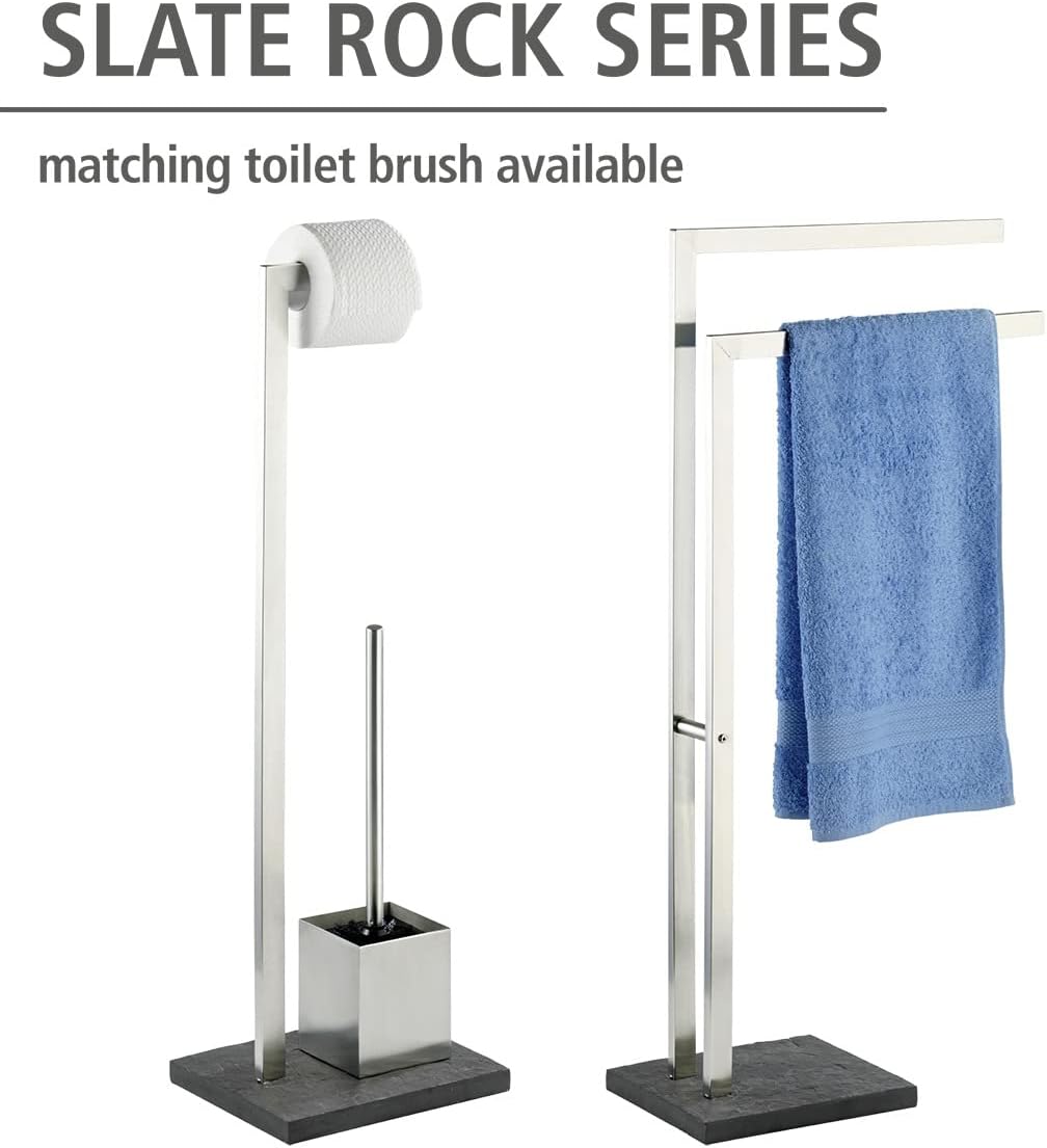 FREESTANDING TOILET BRUSH SET SLATE ROCK