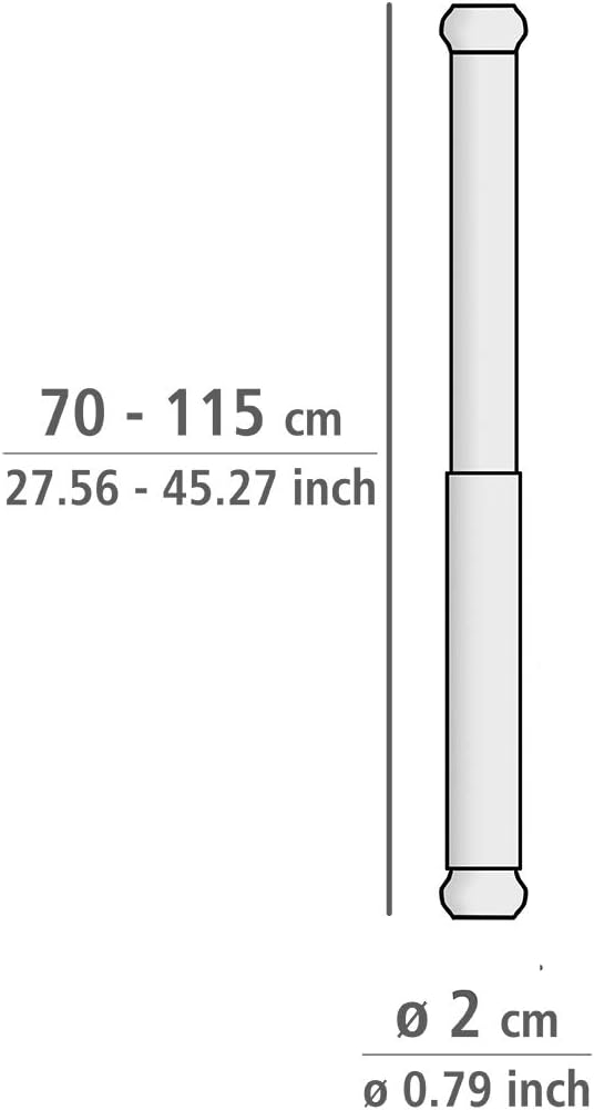 TELESCOPIC SLIDE BAR 20MM WHITE 70-115