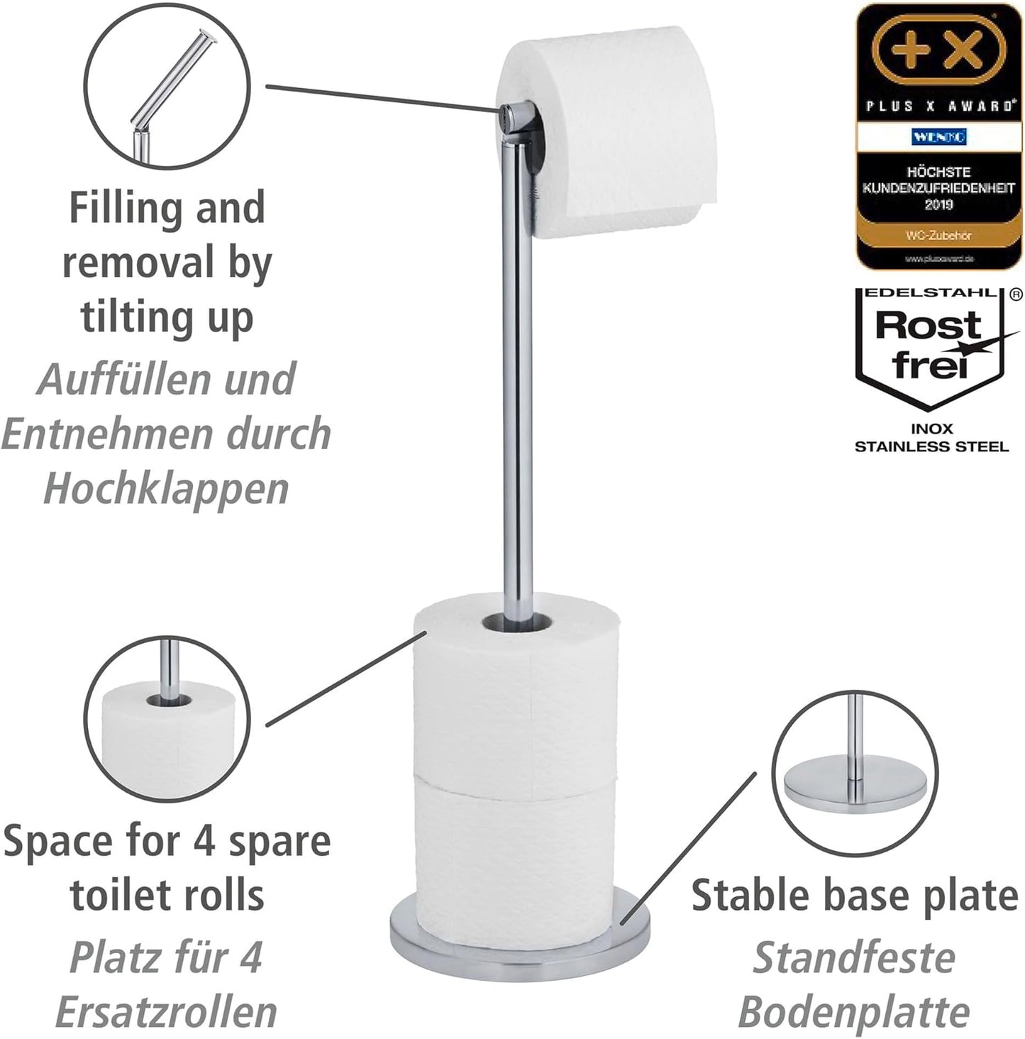 STAND TOILET PAPER HOLDER S/S