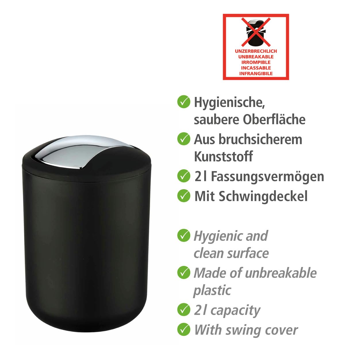 SWING COVER BIN "BRASIL" S BLACK