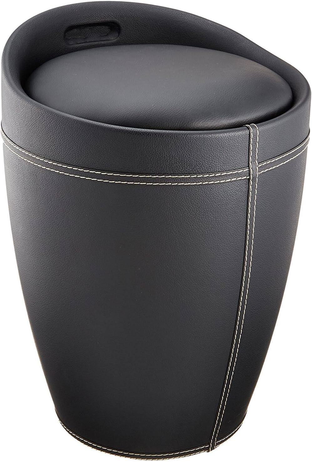 BATH STOOL CANDY,LEATHER BLACK