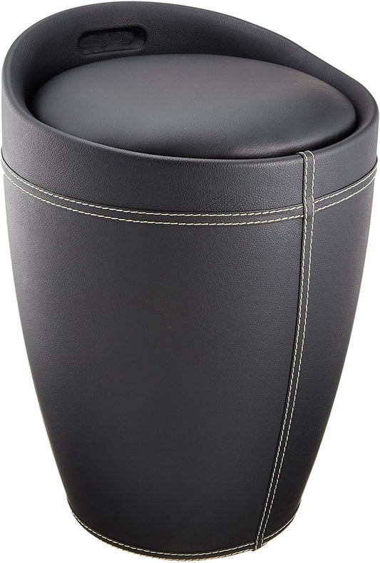 BATH STOOL CANDY,LEATHER BLACK