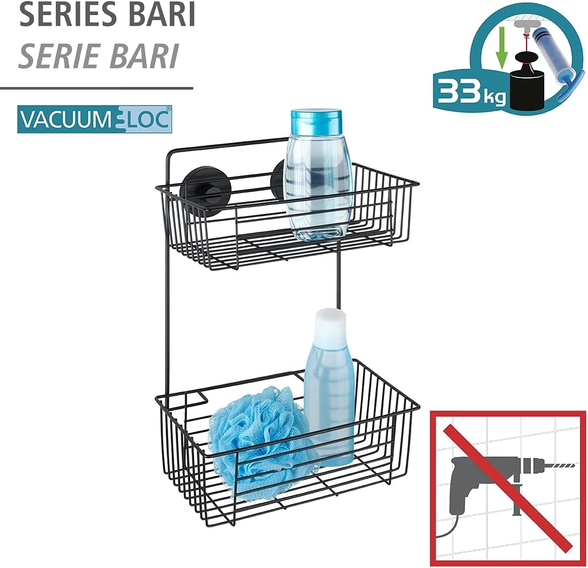 VACUUM-LOC 2-TIER WALL RACK BARI BLACK
