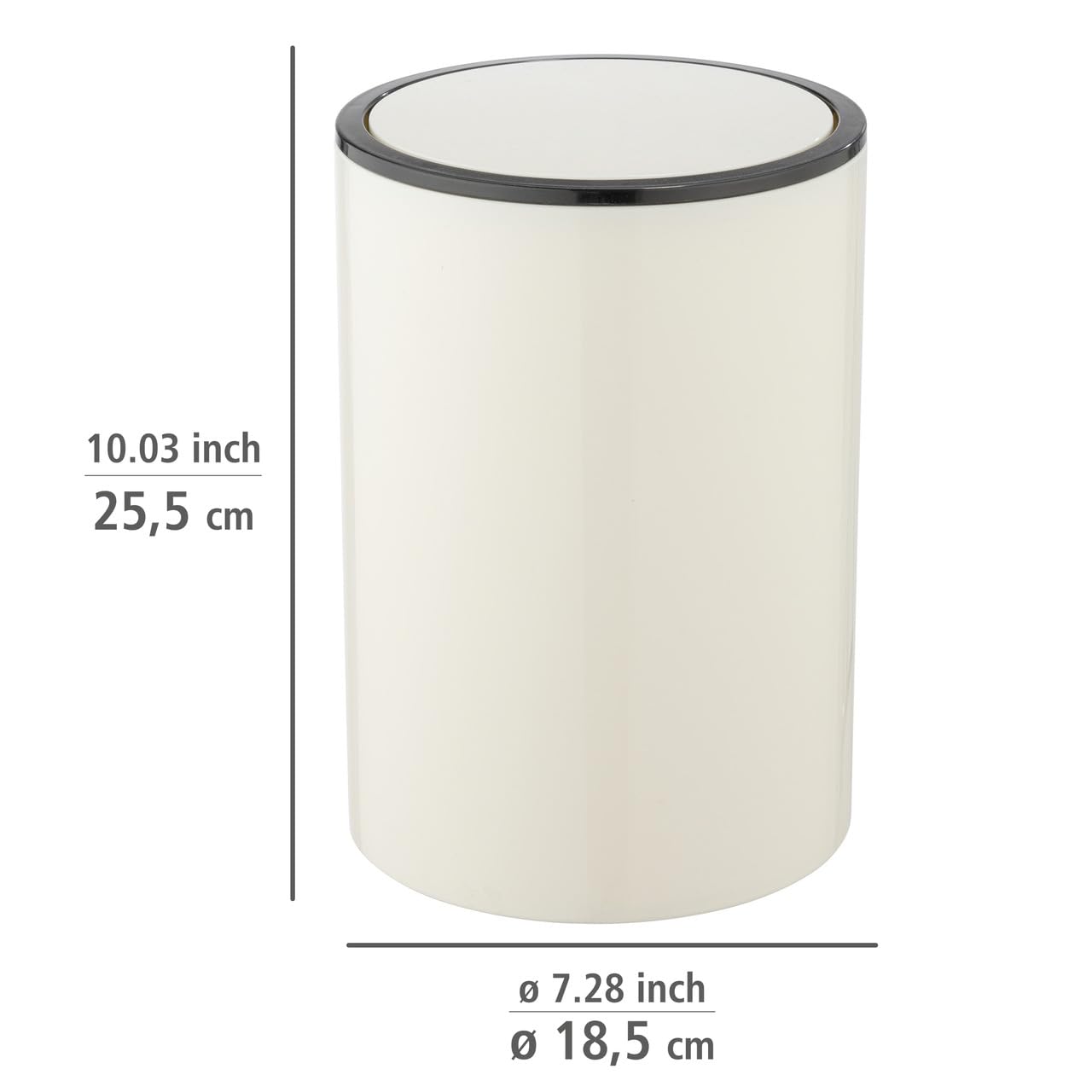 SWING COVER BIN "INCA" 5L CREME/BLACK