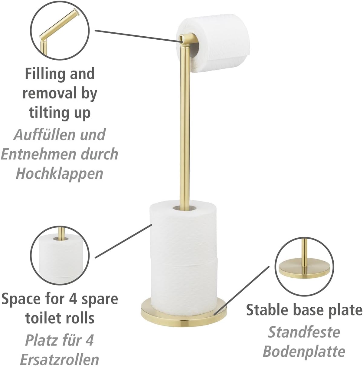 FREESTAND TOILET ROLL HOLDER GOLD