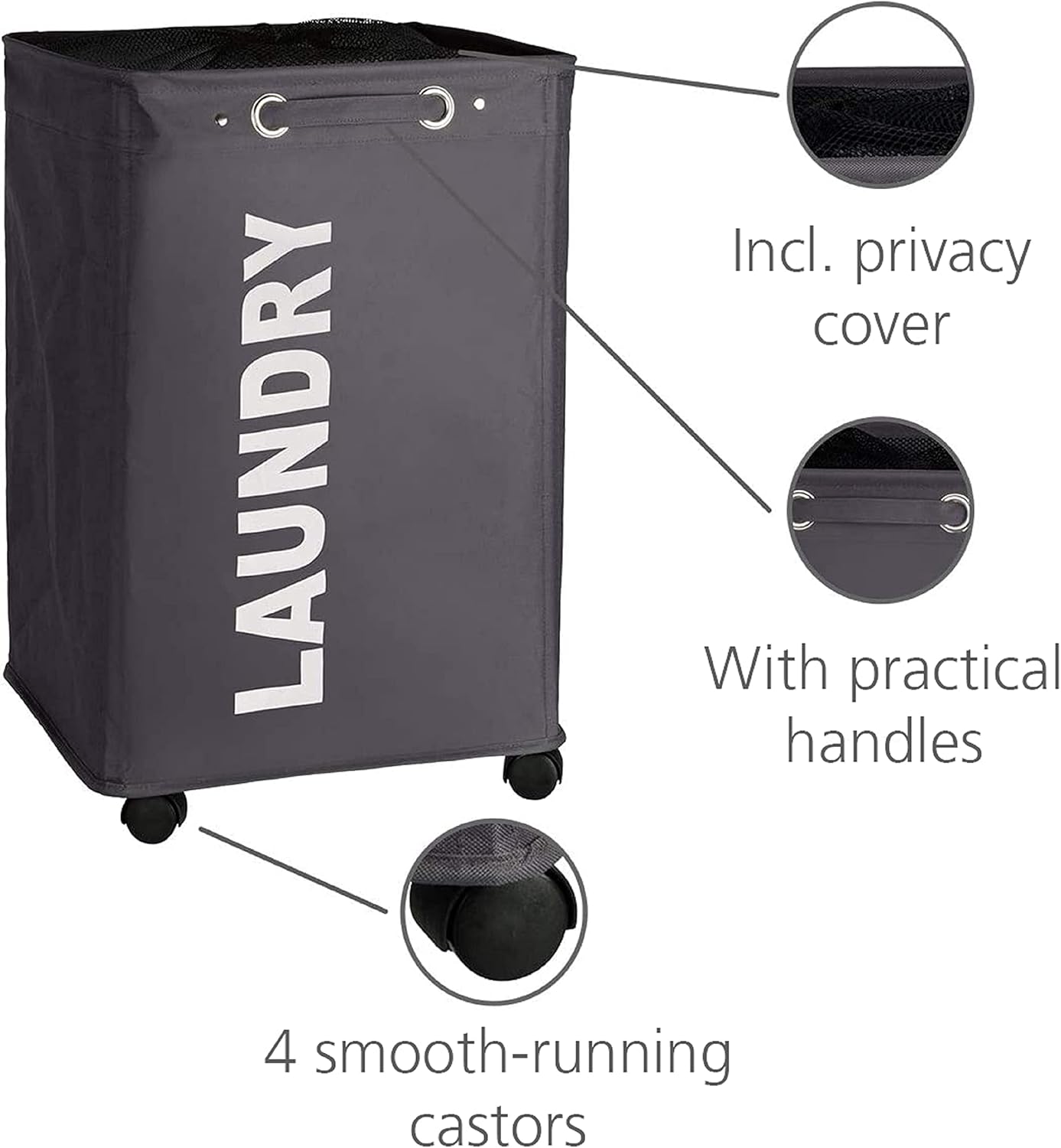 LAUNDRY BIN QUADRO GREY