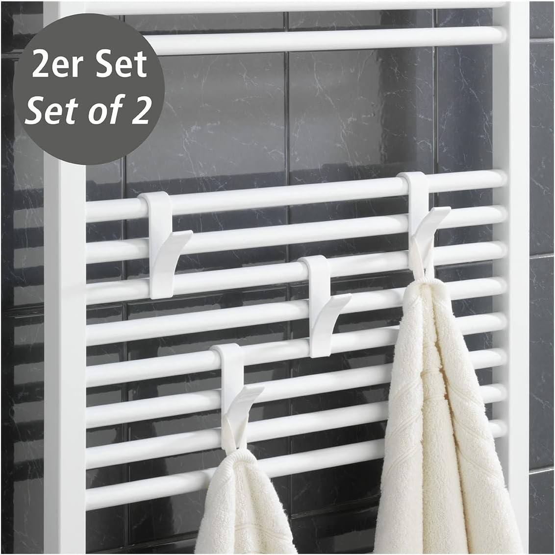 SET*2 HOOK FOR TOWEL"RADIATOR"WHITE