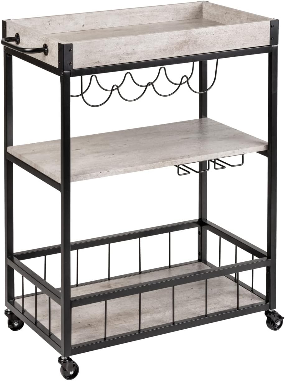 KITCHEN TROLLEY "RUSTICO" CONCRETE/BLACK