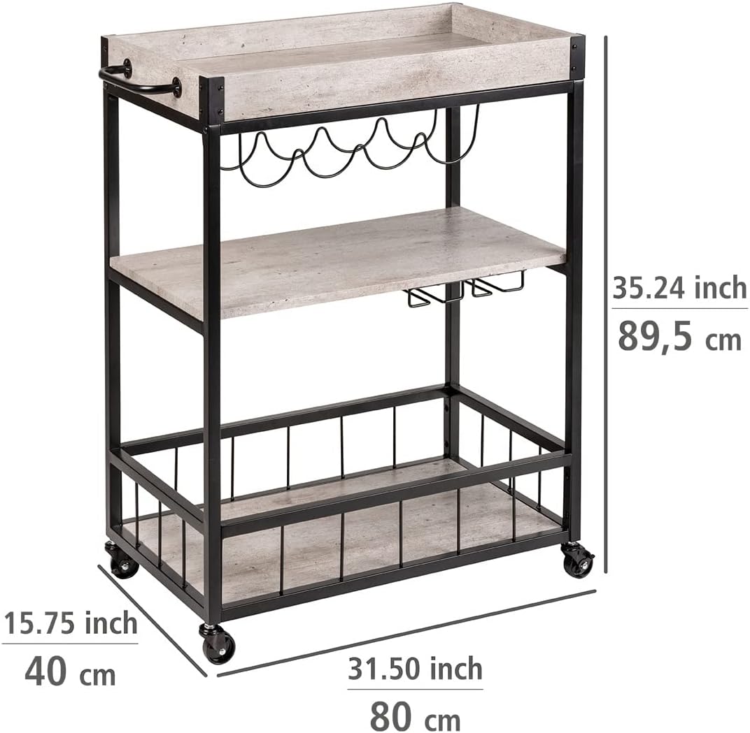 KITCHEN TROLLEY "RUSTICO" CONCRETE/BLACK