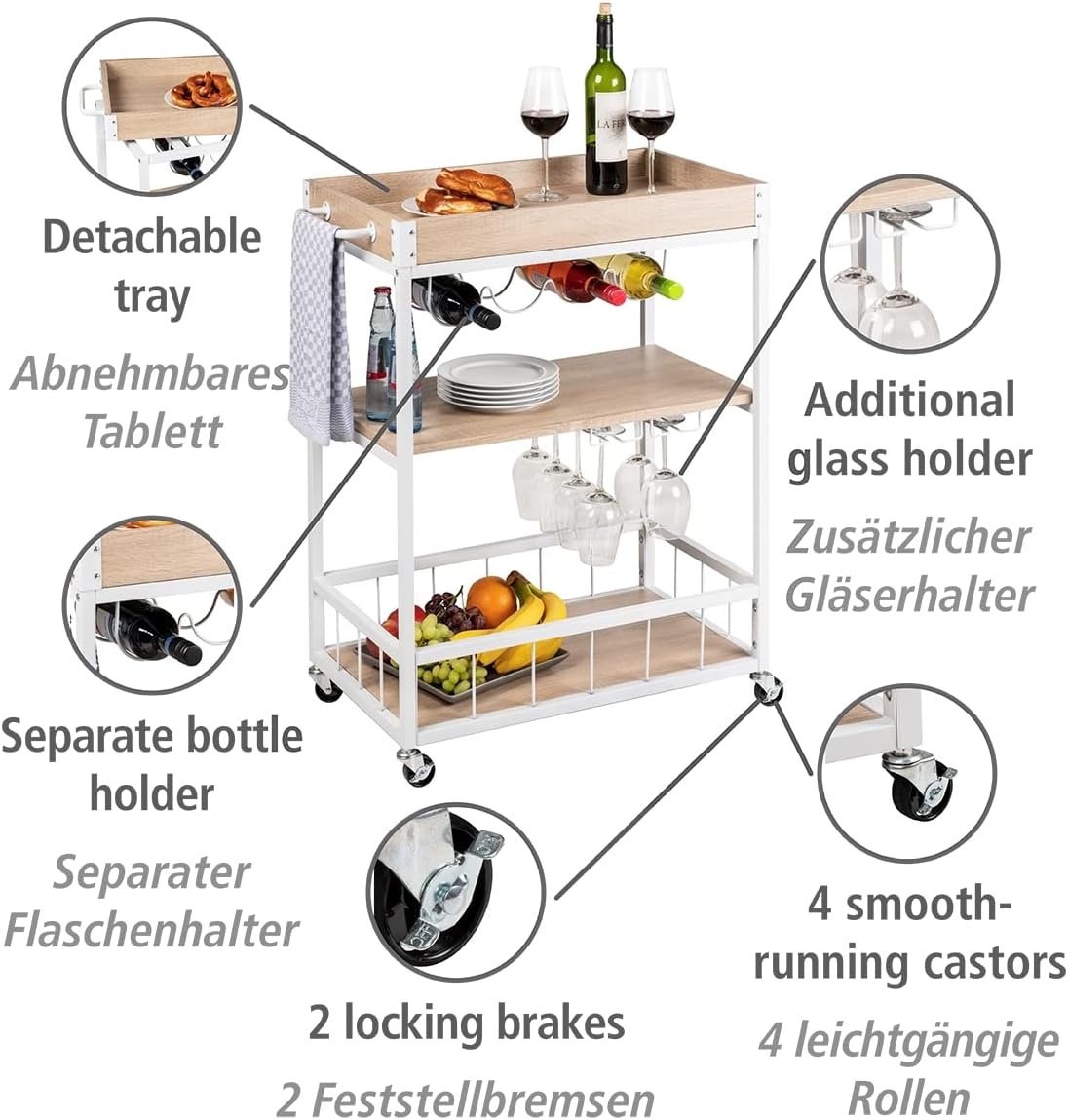 KITCHEN TROLLEY "RUSTICO" SONOMA WHITE