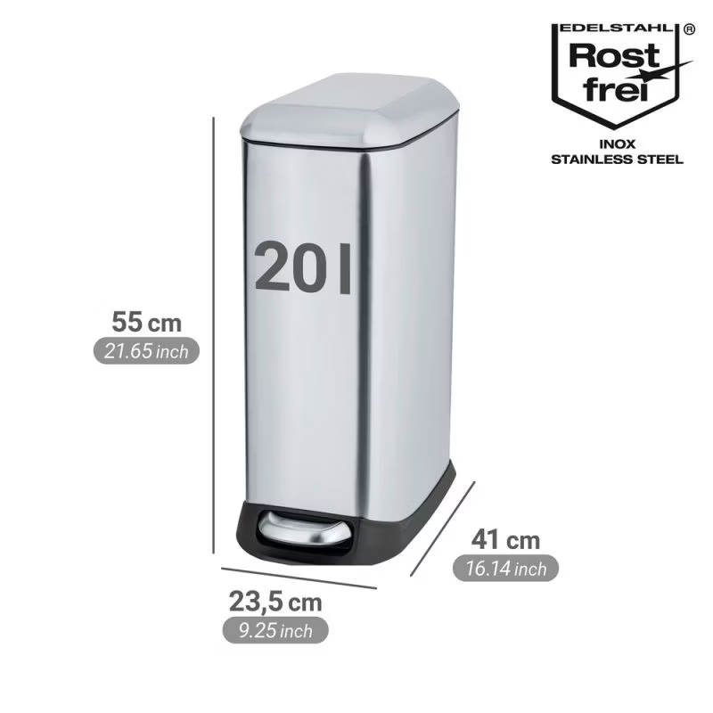 PEDAL BIN DESIGN EASY CLOSE 20L. SS