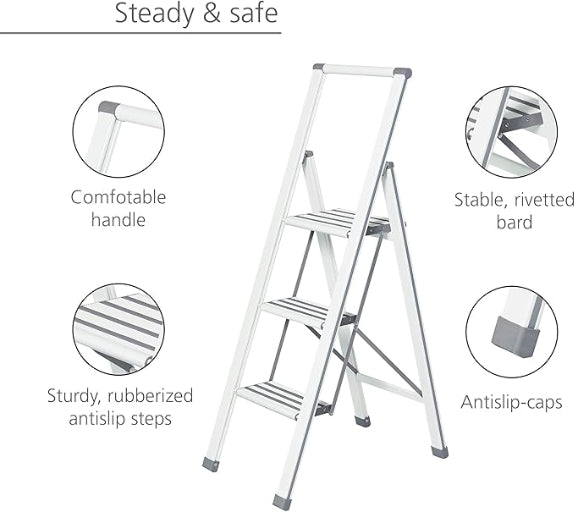 ALU-DESIGN STEPLADDER 3 STEPS WHITE