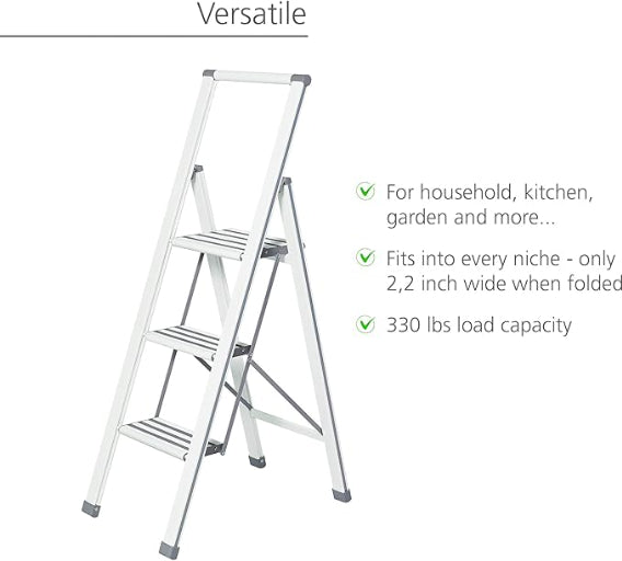 ALU-DESIGN STEPLADDER 3 STEPS WHITE