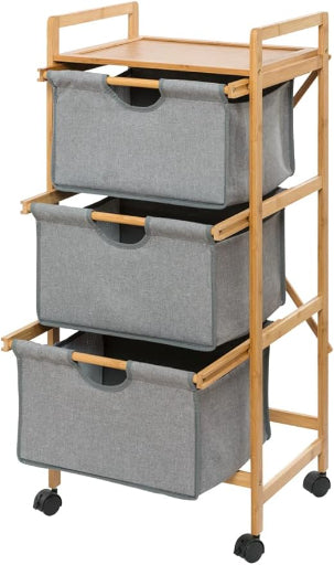 LAUNDRY TROLLEY W/3DRAWERS BAHARI BAMBOO