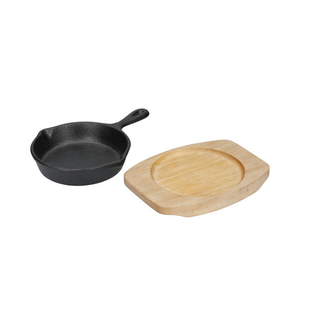 KitchenCraft Artesa Cast Iron Mini Fry Pan with Board, 11cm