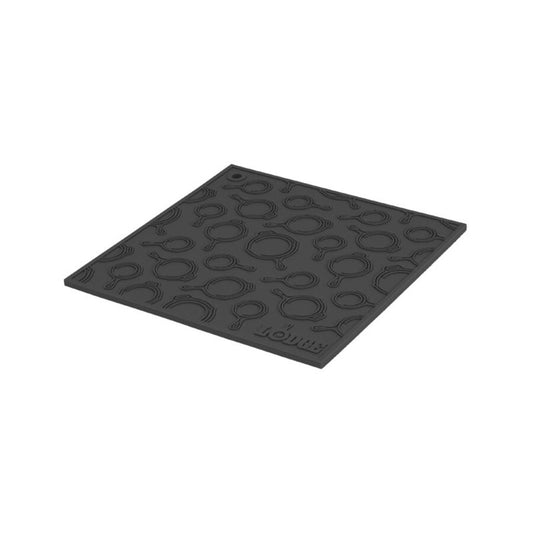 Lodge  7 Inch Square Black Silicone Trivet With Skillet Pattern AS7SKT11