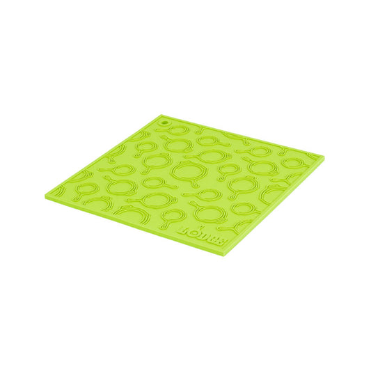 Lodge  7 Inch Square Green Silicone Trivet With Skillet Pattern AS7SKT51