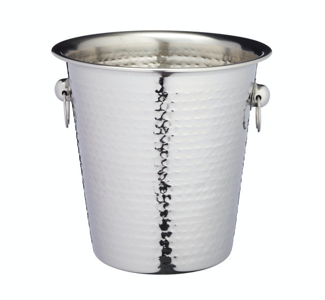 KitchenCraft BarCraft Hammered-Steel Sparkling Wine & Champagne Bucket with Ring Handles