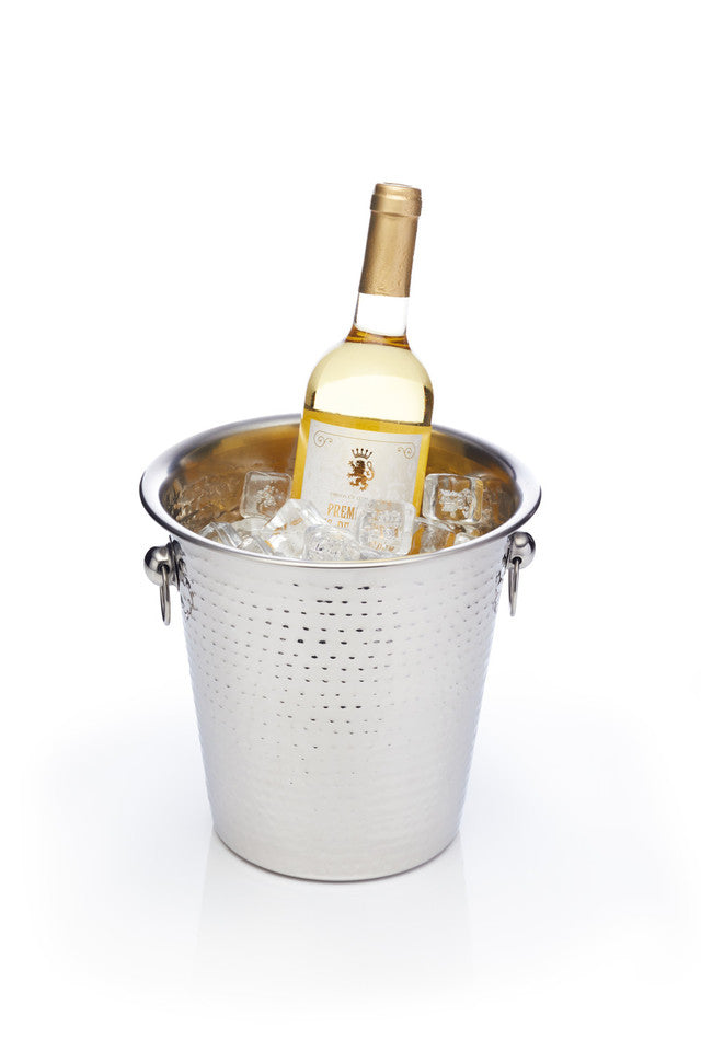 KitchenCraft BarCraft Hammered-Steel Sparkling Wine & Champagne Bucket with Ring Handles