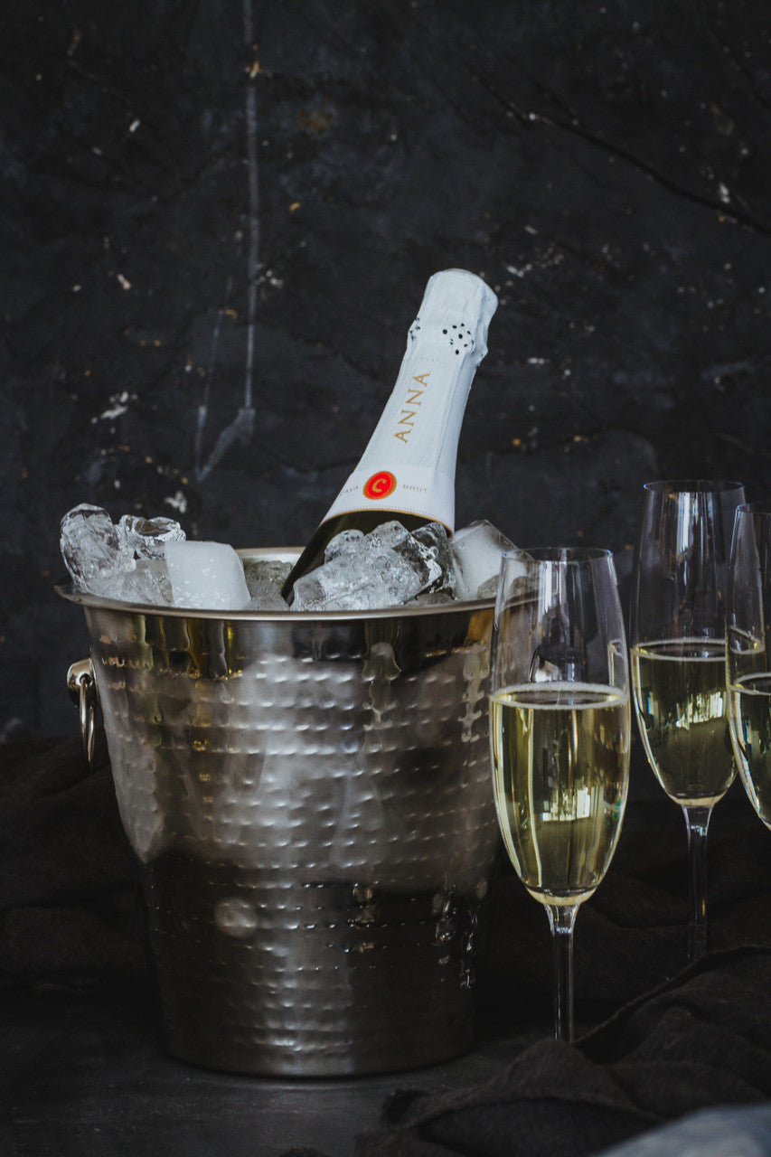 KitchenCraft BarCraft Hammered-Steel Sparkling Wine & Champagne Bucket with Ring Handles