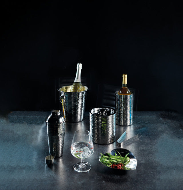 KitchenCraft BarCraft Hammered-Steel Sparkling Wine & Champagne Bucket with Ring Handles