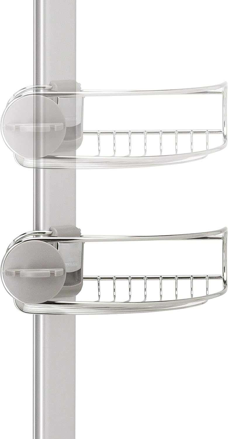 Simplehuman 9' Tension Pole Shower Caddy, Stainless Steel And Anodized Aluminum