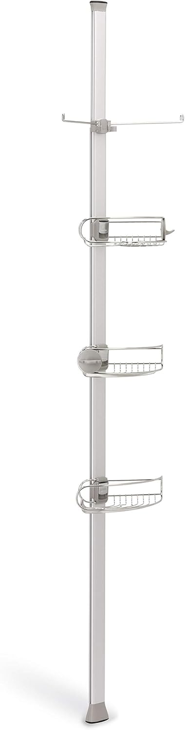 Simplehuman 9' Tension Pole Shower Caddy, Stainless Steel And Anodized Aluminum