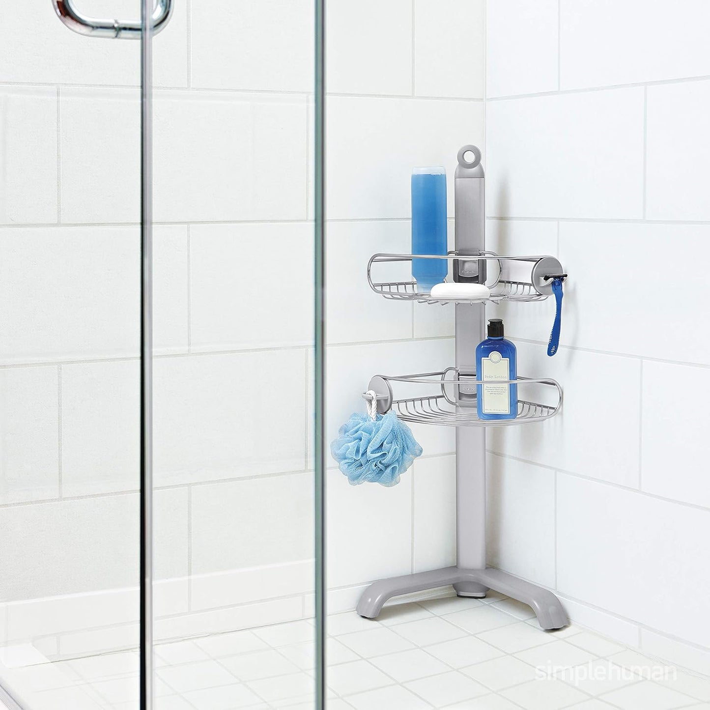 Simplehuman Corner Shower Caddy, Stainless Steel And Anodized Aluminum