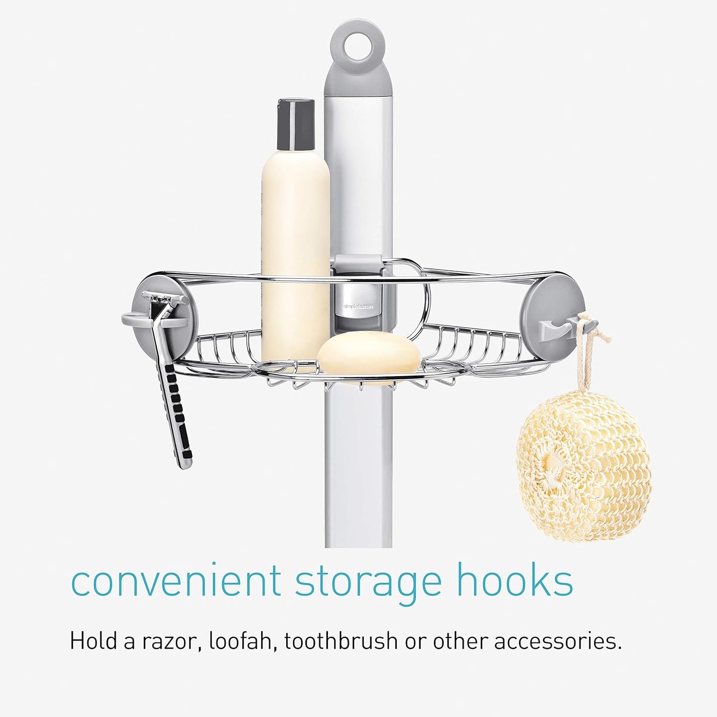 Simplehuman Corner Shower Caddy, Stainless Steel And Anodized Aluminum