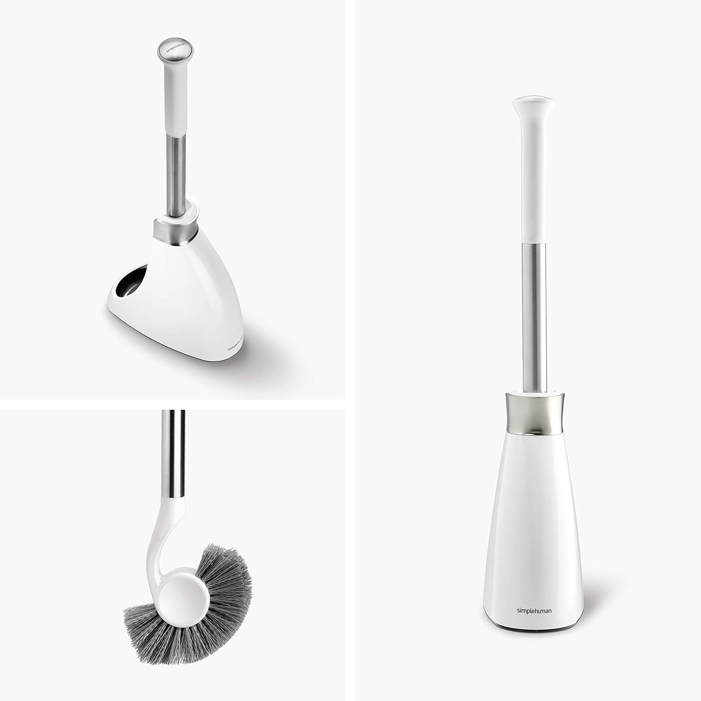 Simplehuman Toilet Brush With Caddy, Stainless Steel, White