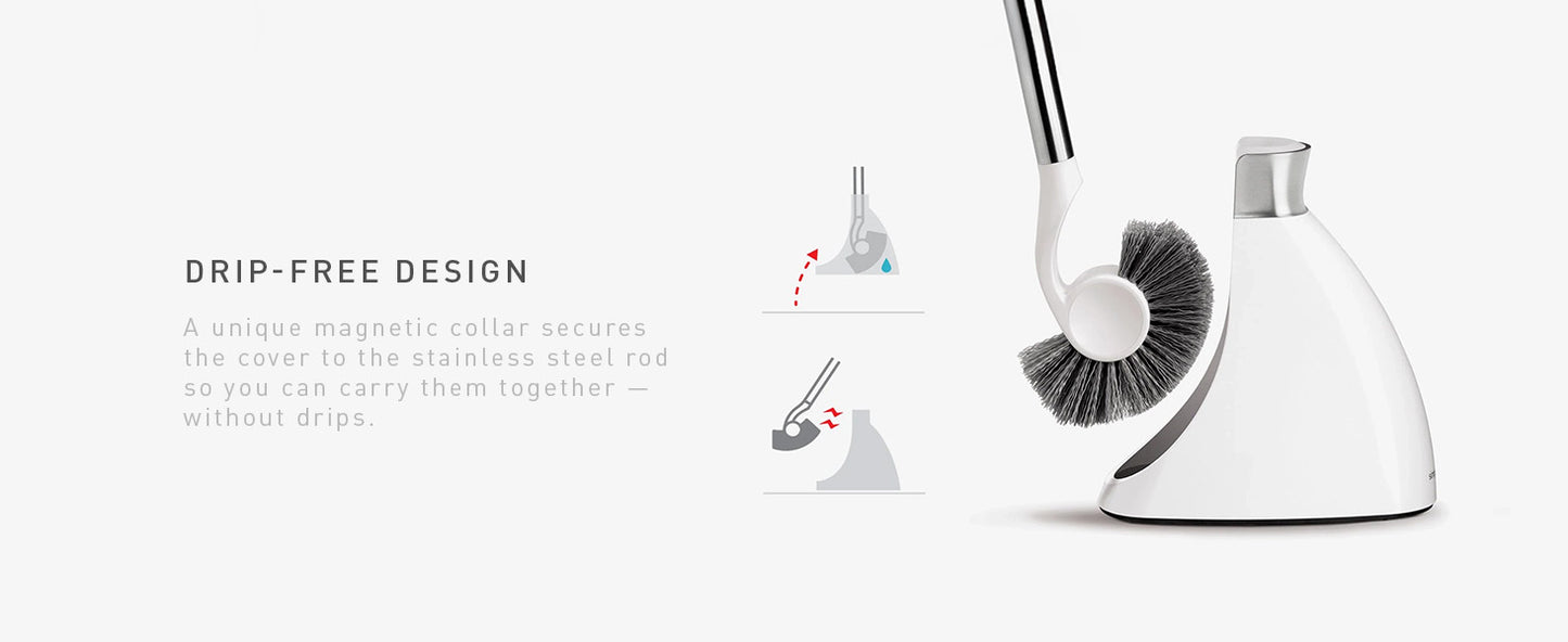 Simplehuman Toilet Brush With Caddy, Stainless Steel, White
