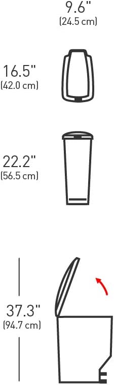 Simplehuman 25L Slim Pedal Bin, Black Plastic