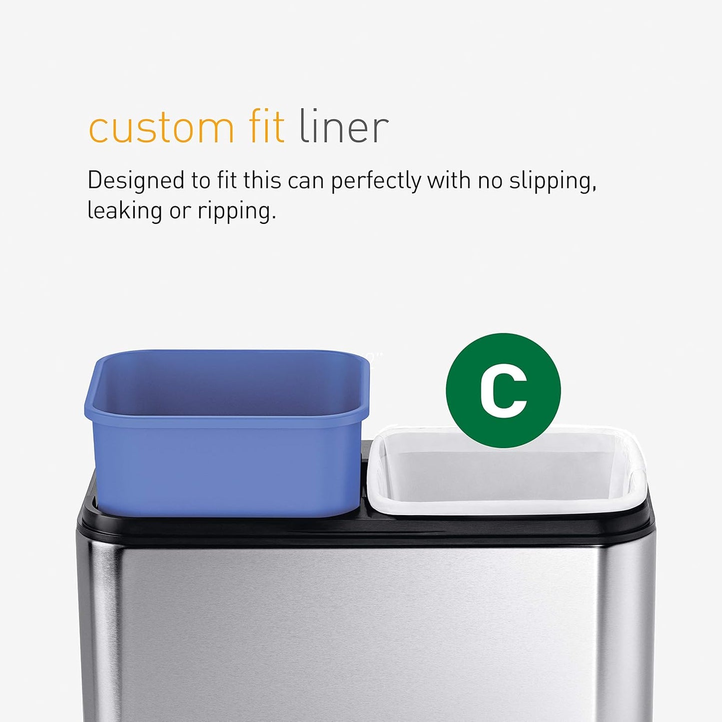 Simplehuman Slim Open Recycler, 20L Commercial Dual Compartment Trash and Recycling Can