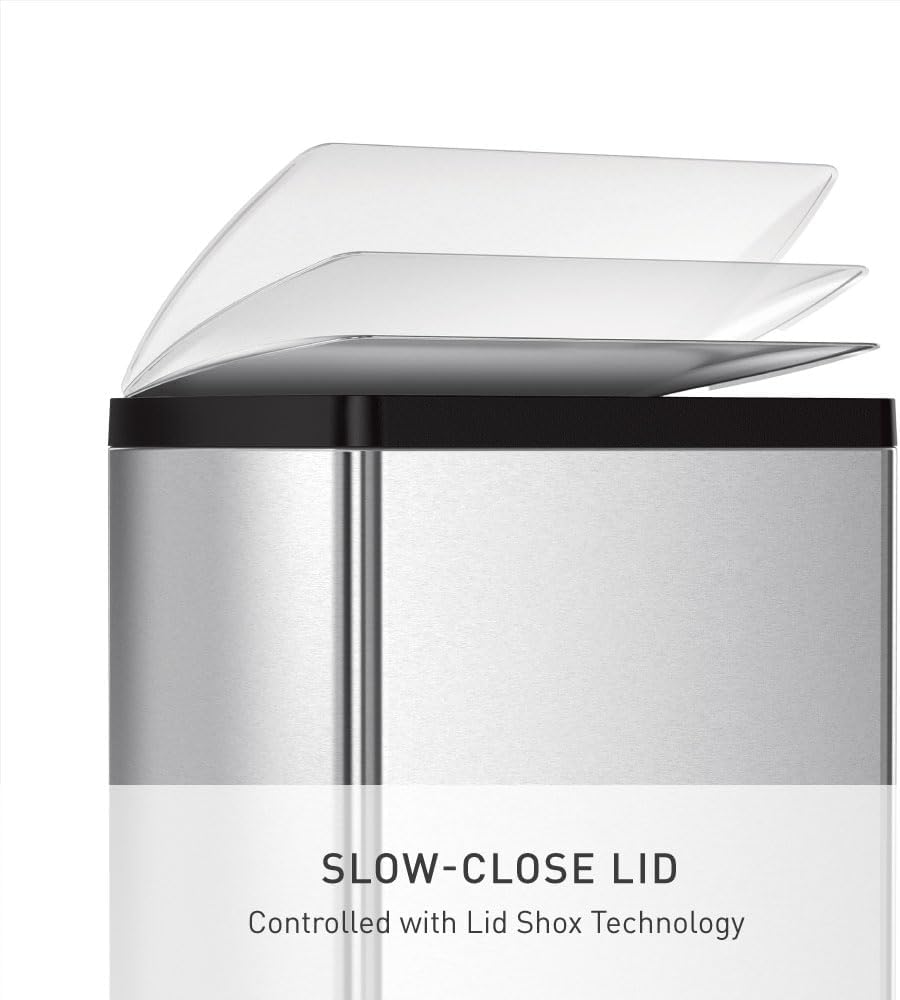 Simplehuman Rectangular Dual Compartment Recycling Kitchen Step Trash Can