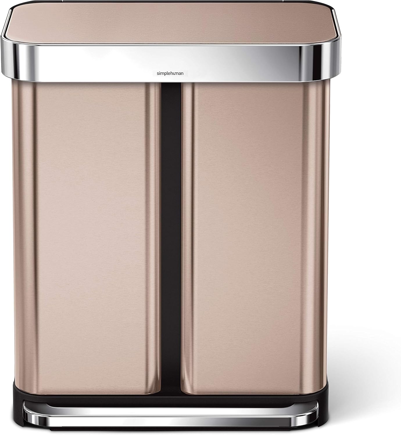 Simplehuman 58L (34/24) Rectangular Recycling Pedal Bin with Liner Pocket, Rose Gold Stainless Steel