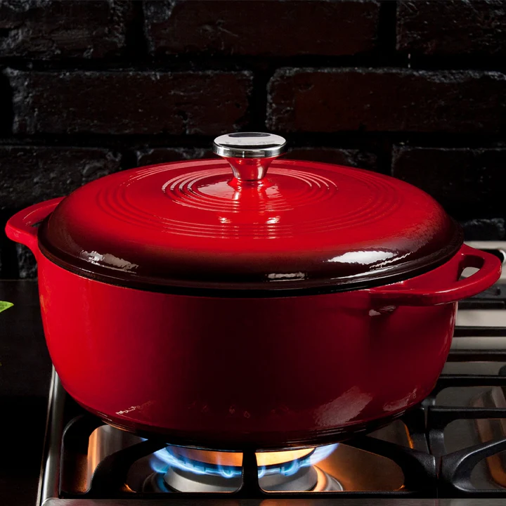 LODGE 7.38Lt Red Enameled Cast Iron Dutch Oven - EC7D43