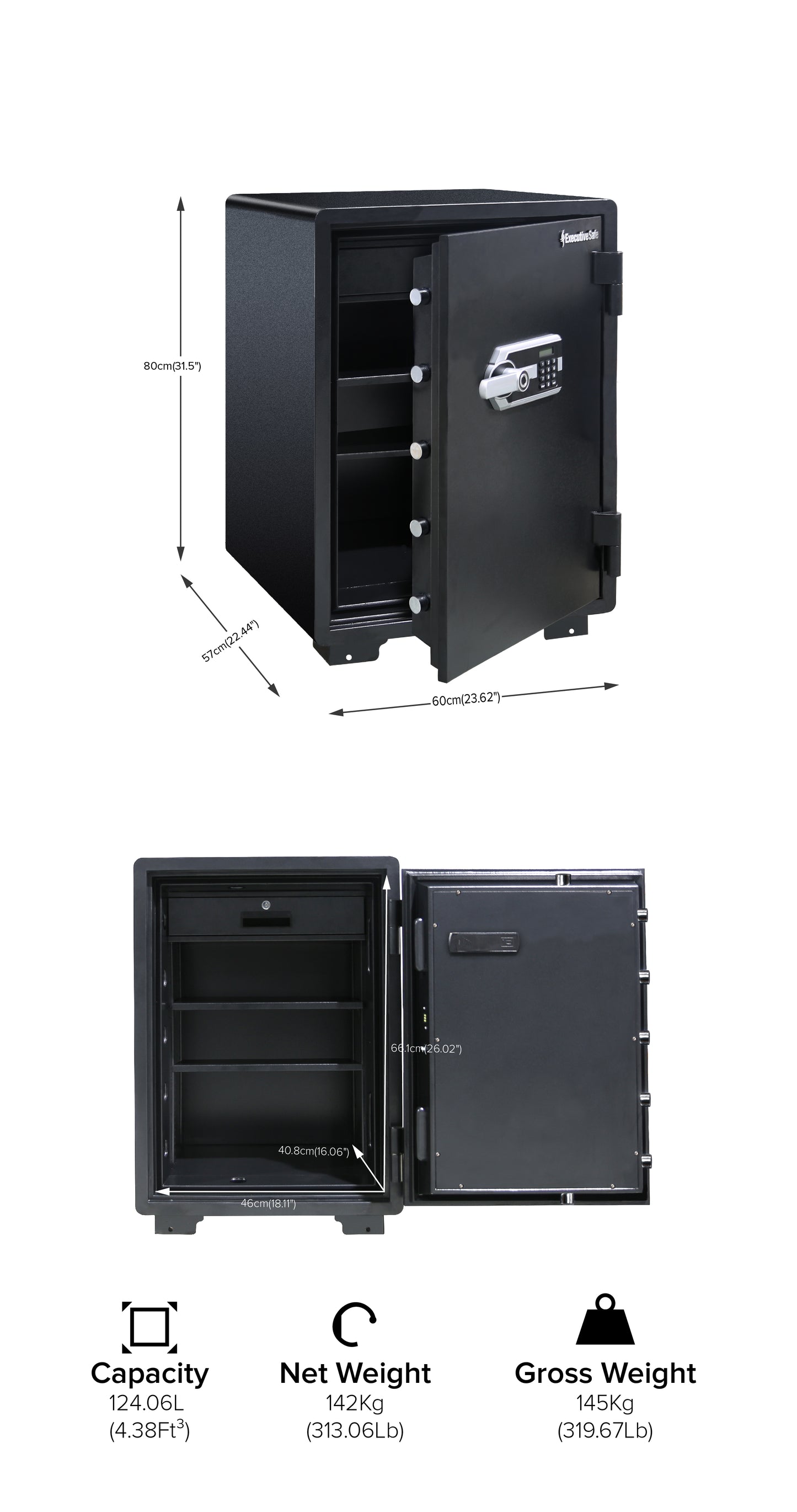 Executivesafe Fireproof Biometric Electronic Safe Es080