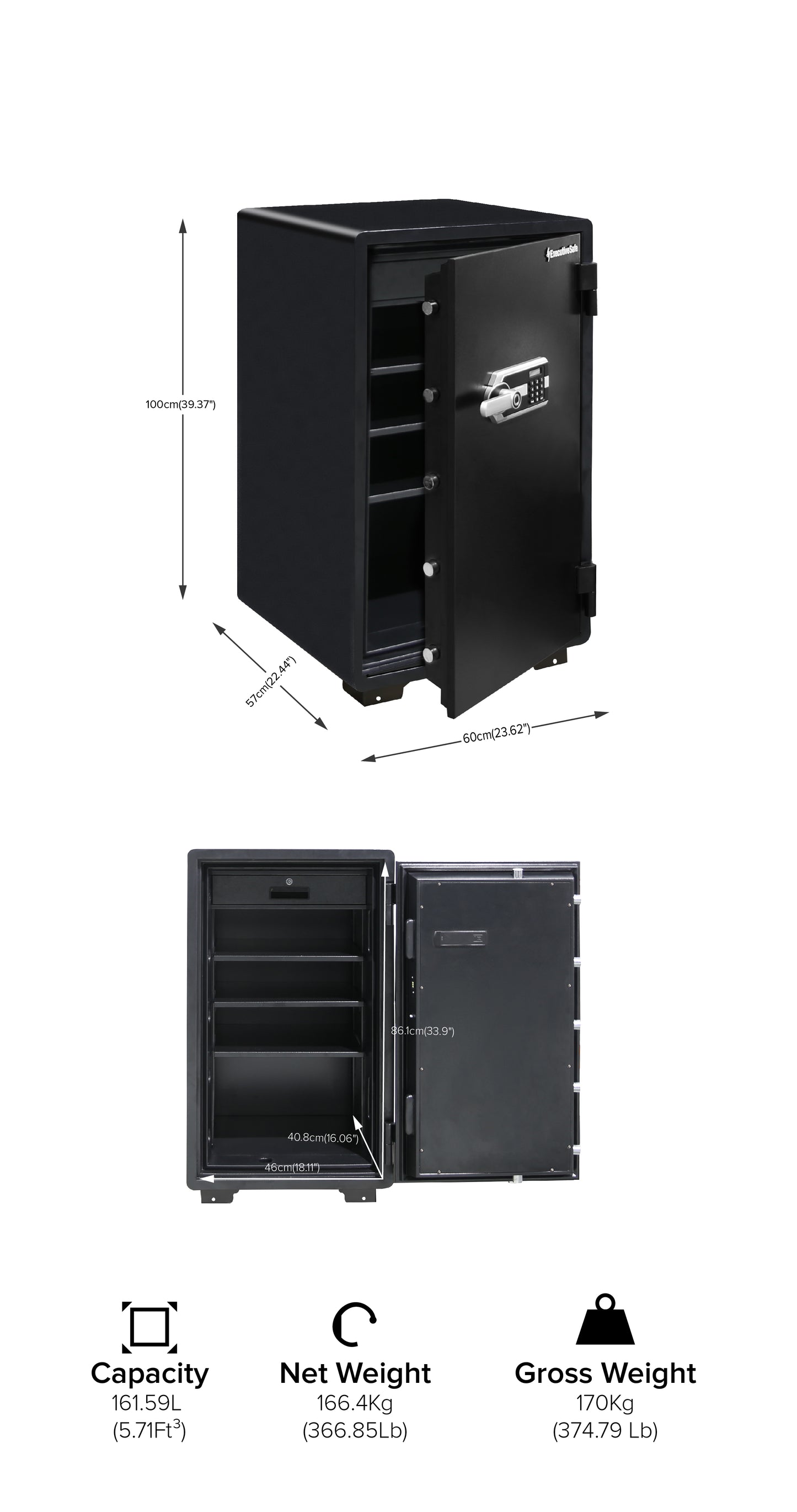 Executivesafe Fireproof Biometric Electronic Safe Es100