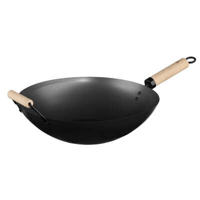 Jja Steel Wok 35Cm+ Wood Handle 111304