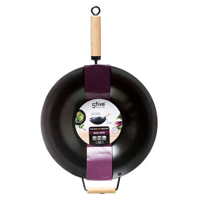 Jja Steel Wok 35Cm+ Wood Handle 111304