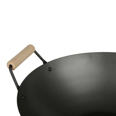 Jja Steel Wok 35Cm+ Wood Handle 111304