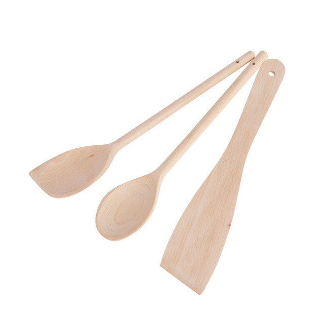 KitchenCraft Set of Three Beech Wood Utensils