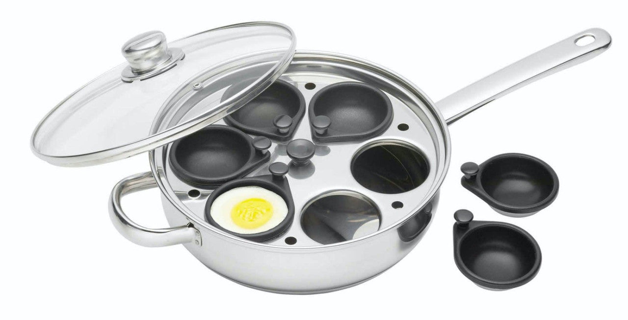 KitchenCraft KitchenCraft Stainless Steel 6-Hole Egg Poacher, 28cm
