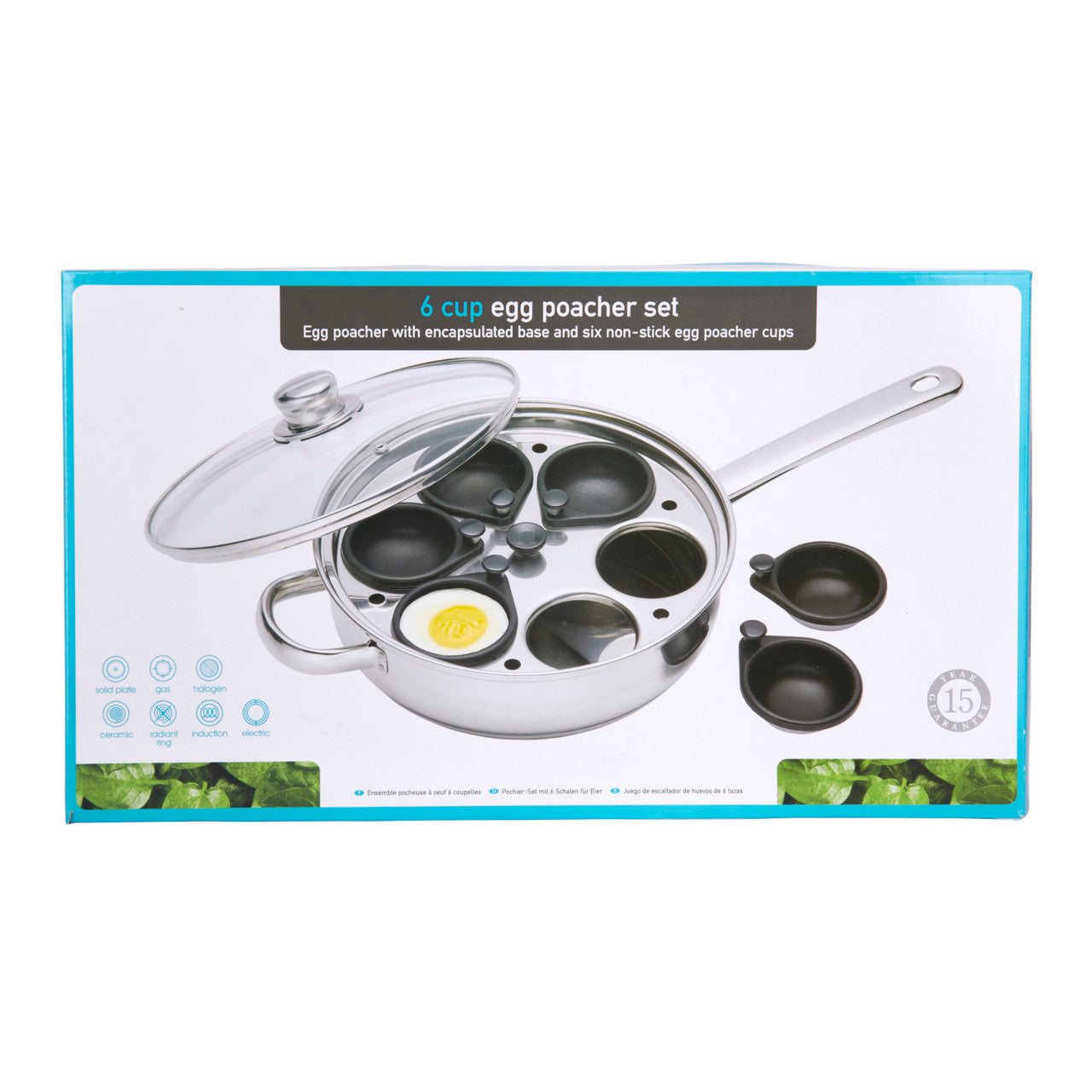 KitchenCraft KitchenCraft Stainless Steel 6-Hole Egg Poacher, 28cm