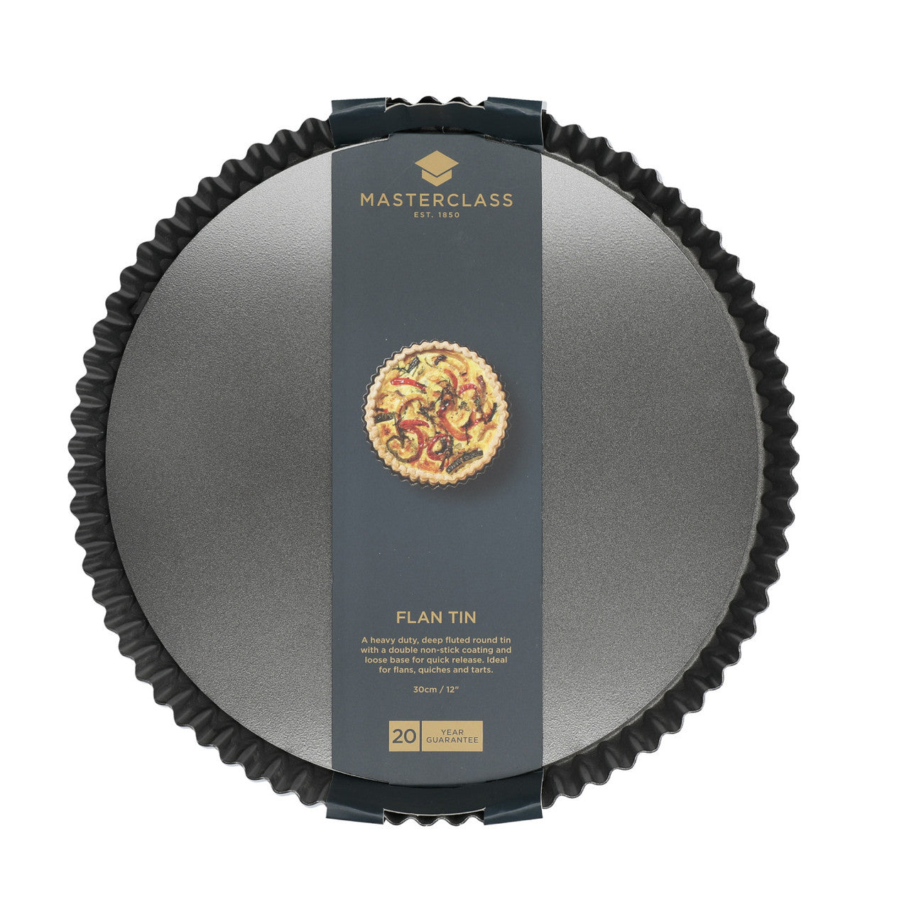 KitchenCraft MasterClass Non-Stick Loose Base Fluted Quiche Tin, 30cm