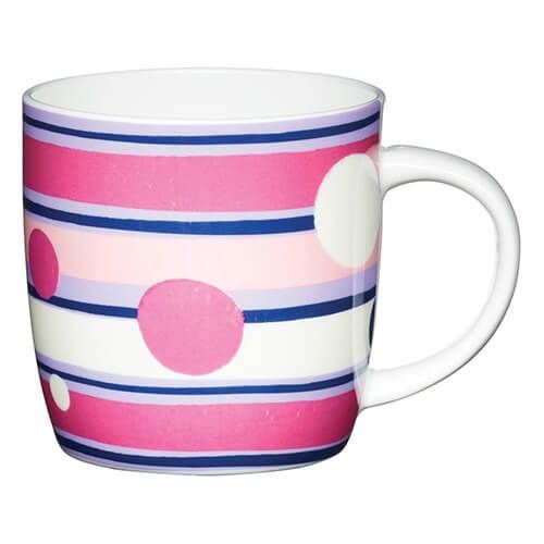 KitchenCraft 425ml Barrel Shaped Mug Polka Stripe KCMBAR154
