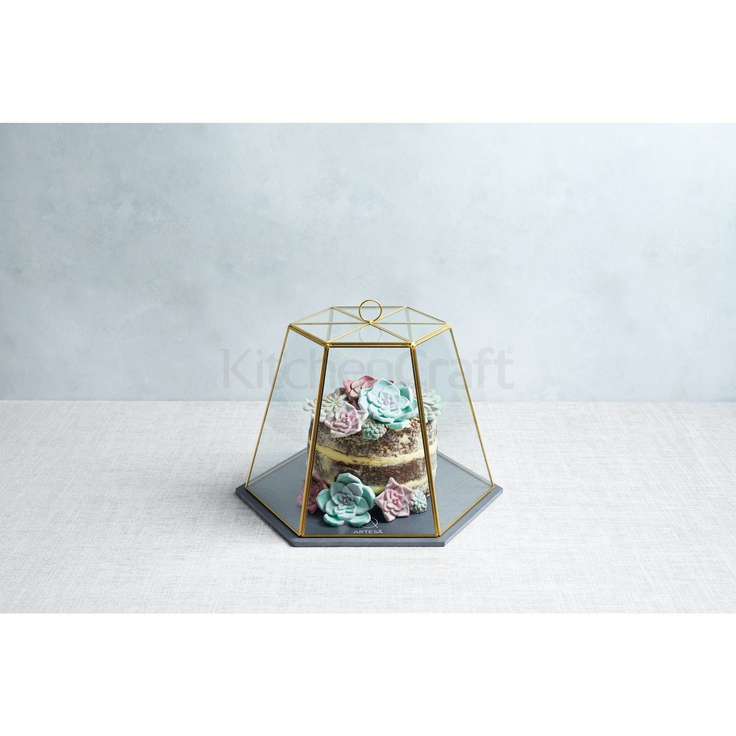 KitchenCraft Artesà Glass Serving Cloche with Slate Base ARTTERRARIUM - Home & Beyond