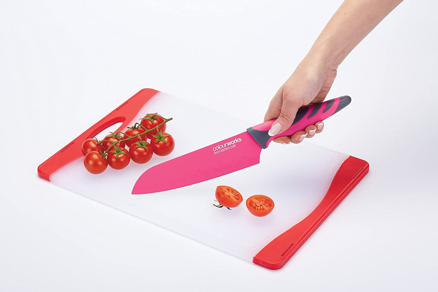 KitchenCraft Colourworks 3 Piece Non-Slip Knife Starter Set - Pink CWSGKNPNK3