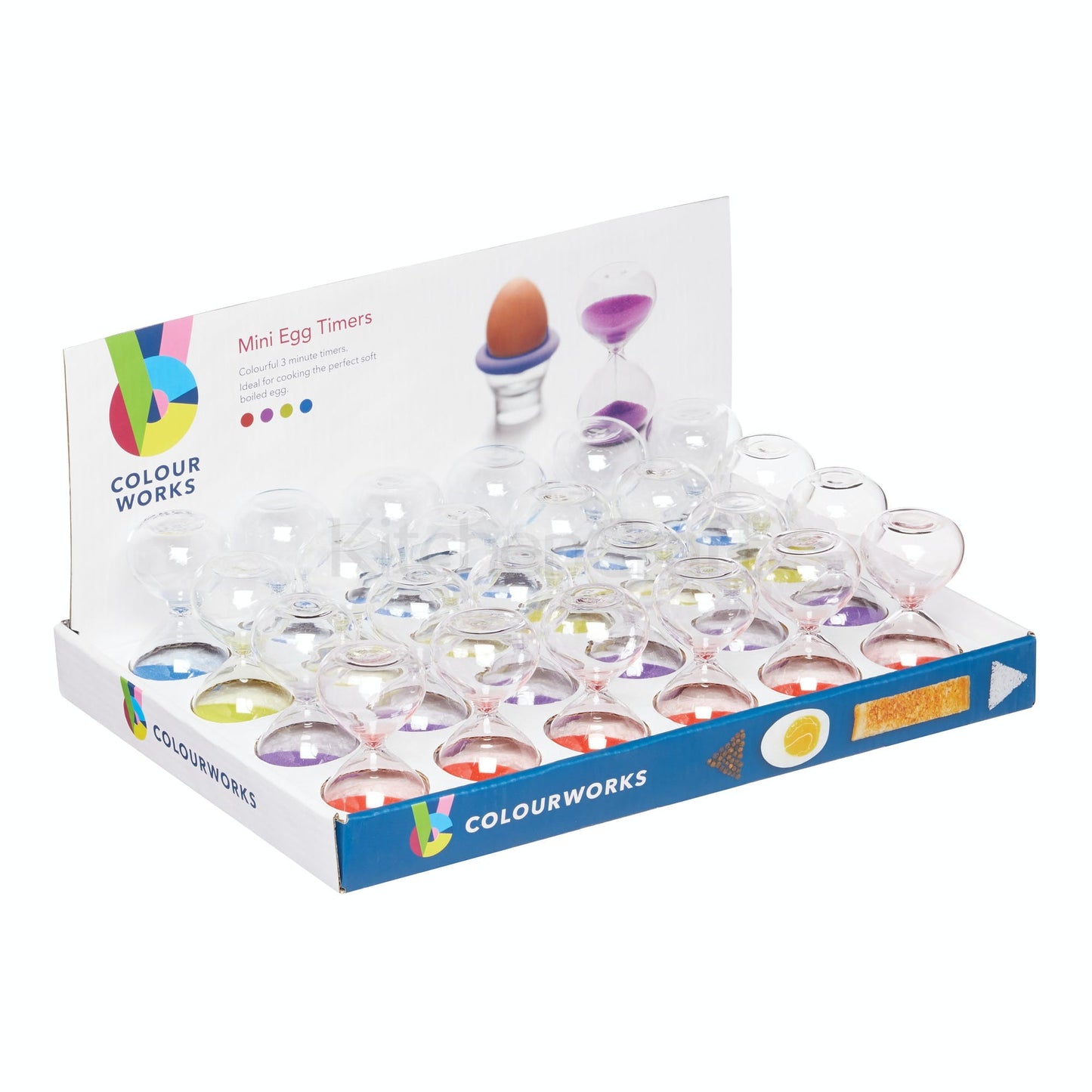 KitchenCraft Colourworks Three Minute Miniature Egg Sand Timers CWSANDTIMDISP24 - Home & Beyond